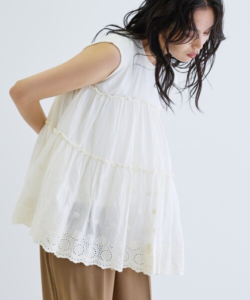 GALLEST（ギャレスト）の「ピグメントダイノースリーブカットソー（Tシャツ/カットソー・レディース・ナチュラル/チャコールグレー/グリーン系・38）」の15枚目の写真