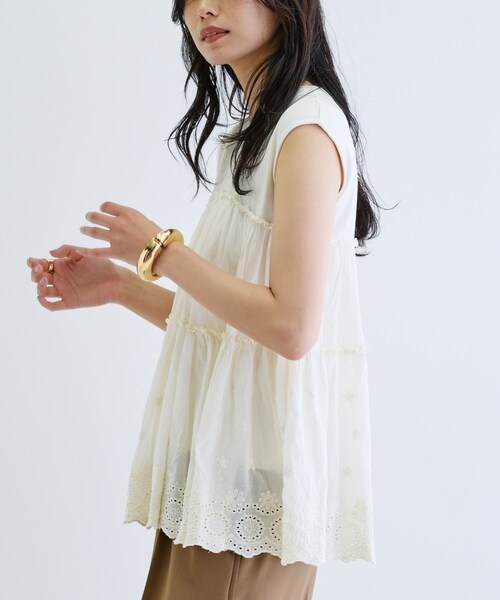 GALLEST（ギャレスト）の「ピグメントダイノースリーブカットソー（Tシャツ/カットソー・レディース・ナチュラル/チャコールグレー/グリーン系・38）」の16枚目の写真