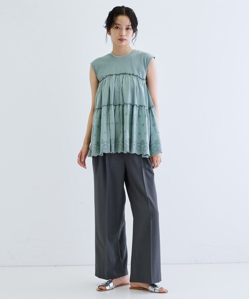 GALLEST（ギャレスト）の「ピグメントダイノースリーブカットソー（Tシャツ/カットソー・レディース・ナチュラル/チャコールグレー/グリーン系・38）」の20枚目の写真