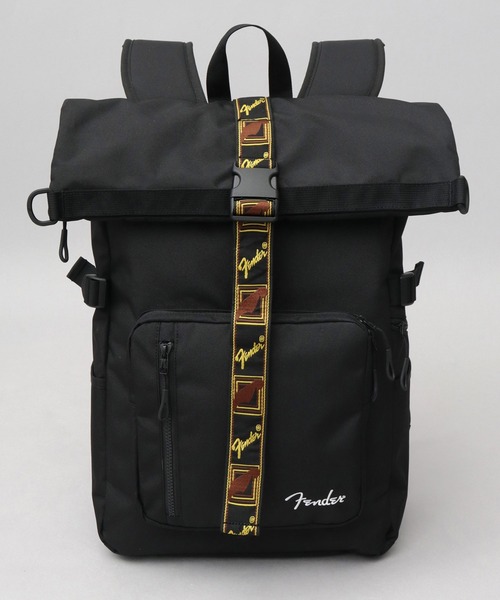 Fender（フェンダー）の「CORDURAポリエステル ロールトップ 大容量 バックパック A4・B4・PC収納対応 モノグラムストラップ 17L（バックパック/リュック・メンズ・ブラック・FREE）」の7枚目の写真