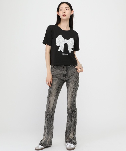 3.3 Field Trip (3.3フィールドトリップ)の「3.3 Field Trip/リボンレースデザインT(Tシャツ/カットソー・レディース・ネイビー/ブラック/ホワイト・FREE)」の20枚目の写真