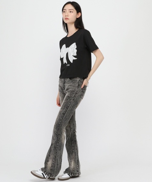 3.3 Field Trip (3.3フィールドトリップ)の「3.3 Field Trip/リボンレースデザインT(Tシャツ/カットソー・レディース・ネイビー/ブラック/ホワイト・FREE)」の21枚目の写真