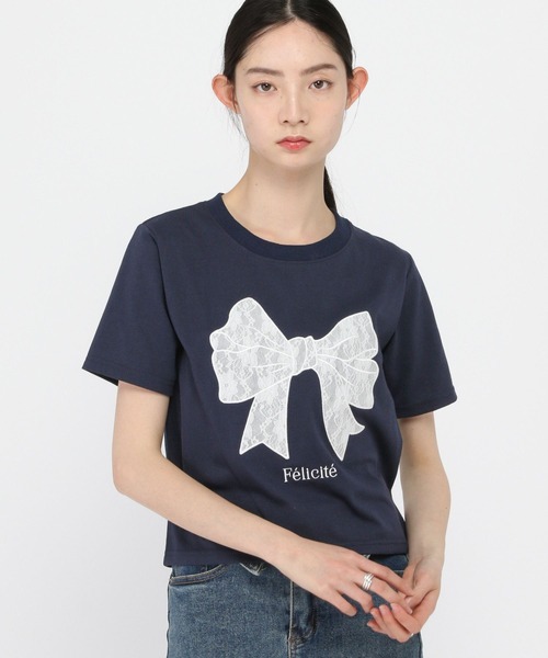 3.3 Field Trip (3.3フィールドトリップ)の「3.3 Field Trip/リボンレースデザインT(Tシャツ/カットソー・レディース・ネイビー/ブラック/ホワイト・FREE)」の7枚目の写真