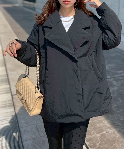 Emma Taylor（エマテイラー）の「3wayパファーテーラードジャケット（テーラードジャケット・レディース・ブラック/ベージュ・FREE）」の6枚目の写真