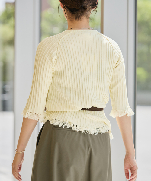 ニット セーター IENA LA BOUCLE フリンジニットプルオーバー レディース IENA LA BOUCLE フリンジニットプルオーバー（ニット/セーター