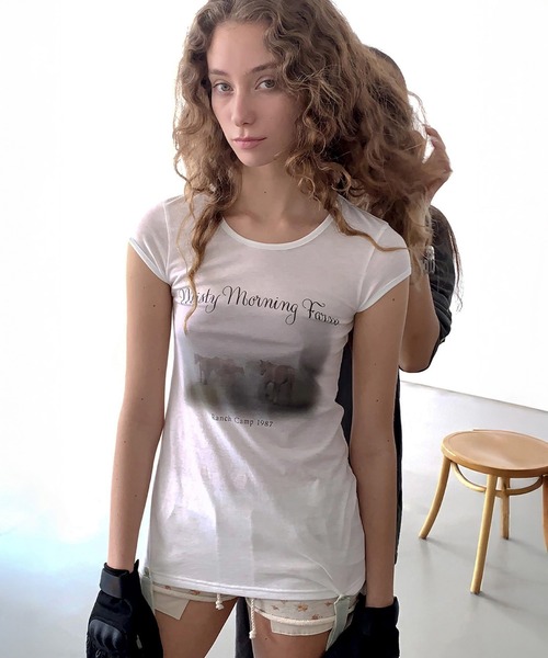 SCULPTOR（スカルプター）の「Ranch Lingerie Tee（Tシャツ/カットソー・レディース・ホワイト/ライトブルー・LARGE/MEDIUM/SMALL）」の2枚目の写真