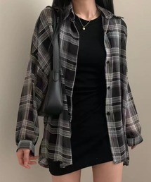 チェック柄ルーズシアーシャツ