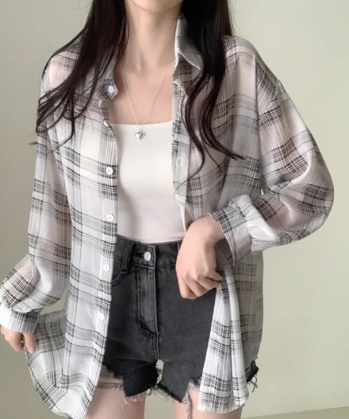 ポ*コ様 yori タータンチェックシアーシャツ yori(ヨリ) 2025SS タータンチェックシアー半袖シャツ YR21