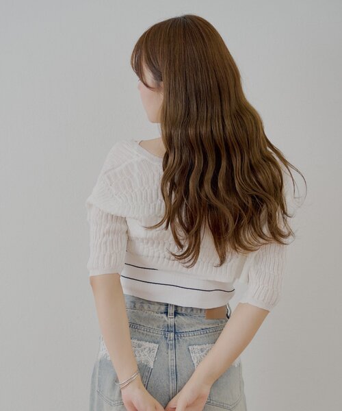 Chico（チコ）の「襟付ベア+シアーカーディガンセット（カーディガン