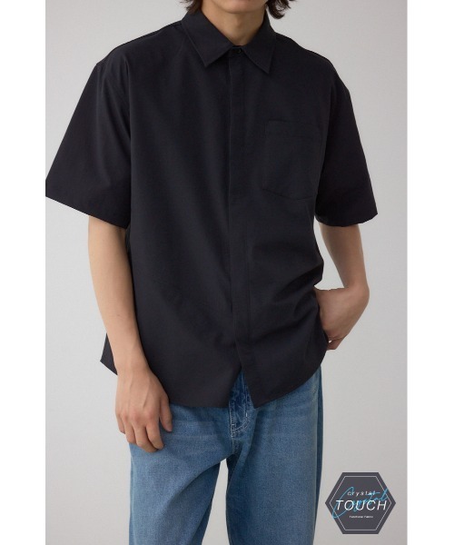 AZUL by moussy(アズールバイマウジー)の「C/T切り替え比翼半袖シャツ(シャツ/ブラウス・レディース・ブラック/グレー/ネイビー・MEDIUM/LARGE)」の2枚目の写真