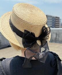 GRANDEDGE | カンカン帽オーガンジーリボン(ハット)