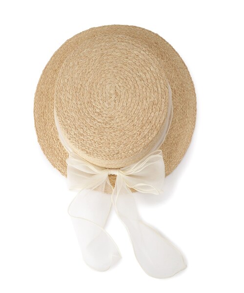 GRANDEDGE（グランドエッジ）の「カンカン帽オーガンジーリボン（ハット・レディース・アイボリー系2/ブラック系2・99）」の5枚目の写真