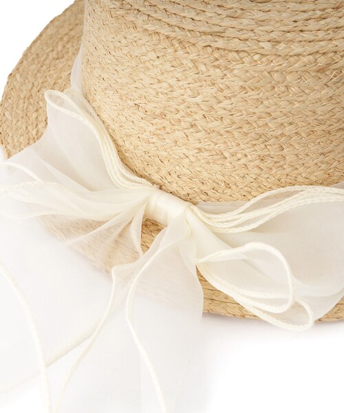 GRANDEDGE（グランドエッジ）の「カンカン帽オーガンジーリボン（ハット・レディース・アイボリー系2/ブラック系2・99）」の8枚目の写真