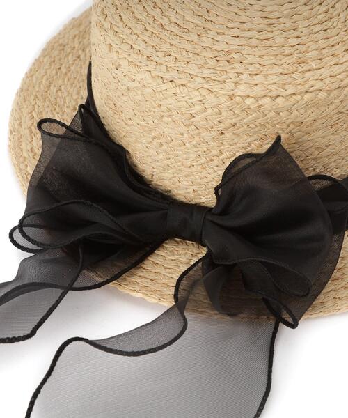 GRANDEDGE（グランドエッジ）の「カンカン帽オーガンジーリボン（ハット・レディース・アイボリー系2/ブラック系2・99）」の10枚目の写真