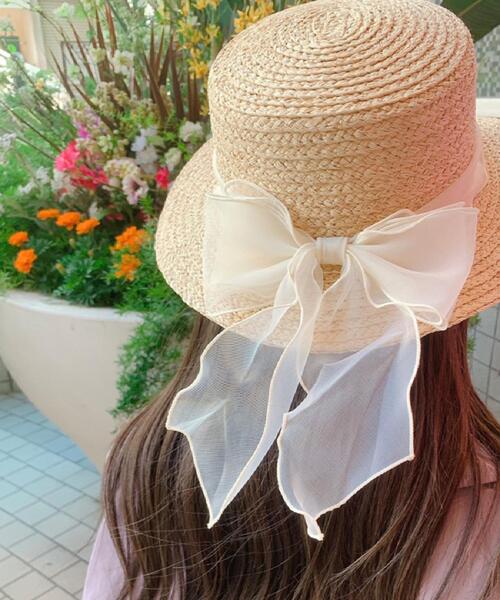 GRANDEDGE（グランドエッジ）の「カンカン帽オーガンジーリボン（ハット・レディース・アイボリー系2/ブラック系2・99）」の12枚目の写真