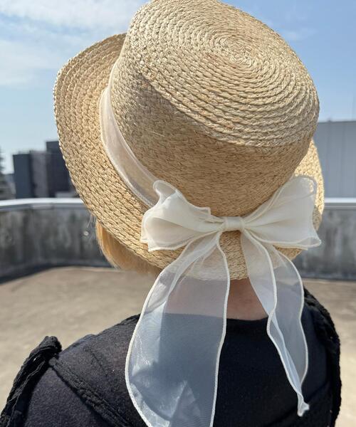 GRANDEDGE（グランドエッジ）の「カンカン帽オーガンジーリボン（ハット・レディース・アイボリー系2/ブラック系2・99）」の14枚目の写真