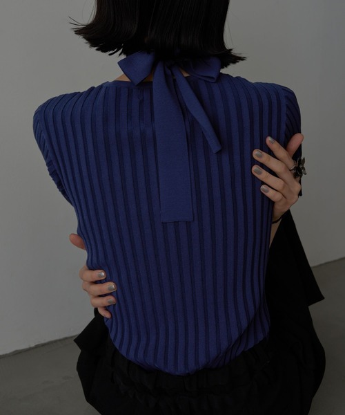 tシャツ 「NARROW STYLE/WEB・一部店舗限定」ボウタイリブニットT(HARE) レディース NARROW STYLE/WEB・一部店舗限定】ボウタイリブニットT(HARE)（T