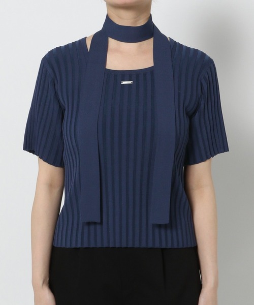 tシャツ 「NARROW STYLE/WEB・一部店舗限定」ボウタイリブニットT(HARE) レディース NARROW STYLE/WEB・一部店舗限定】ボウタイリブニットT(HARE)（T