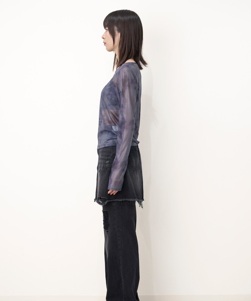 Nora Lily elle(ノラリリーエル)の「【Nora Lily】「elle」Tie dyeing sheer Top【2】(Tシャツ/カットソー・レディース・グレー系その他/ベージュ系その他/ブラック系その他・FREE)」の7枚目の写真