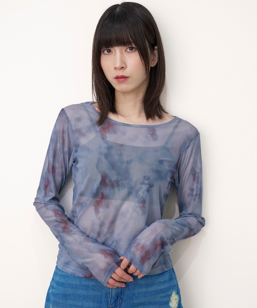 Nora Lily elle(ノラリリーエル)の「【Nora Lily】「elle」Tie dyeing sheer Top【2】(Tシャツ/カットソー・レディース・グレー系その他/ベージュ系その他/ブラック系その他・FREE)」の12枚目の写真