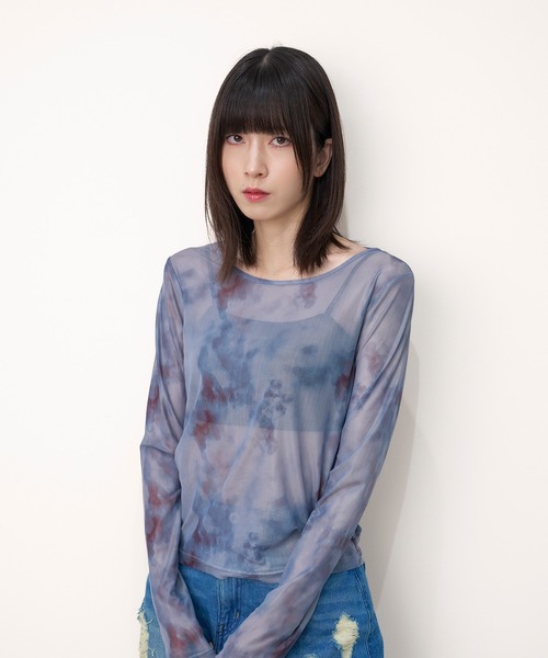 Nora Lily elle(ノラリリーエル)の「【Nora Lily】「elle」Tie dyeing sheer Top【2】(Tシャツ/カットソー・レディース・グレー系その他/ベージュ系その他/ブラック系その他・FREE)」の13枚目の写真