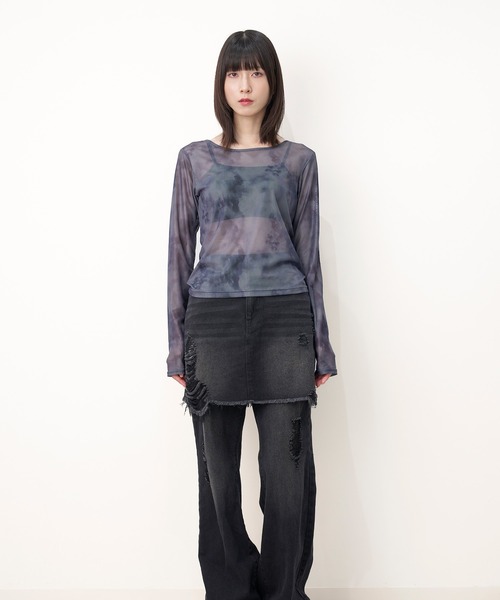 Nora Lily elle(ノラリリーエル)の「【Nora Lily】「elle」Tie dyeing sheer Top【2】(Tシャツ/カットソー・レディース・グレー系その他/ベージュ系その他/ブラック系その他・FREE)」の14枚目の写真