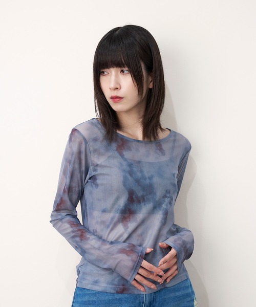 tシャツ 「Nora Lily」「elle」Tie dyeing sheer Top「2」 レディース セール】【Nora Lily】「elle」Tie dyeing sheer Top【2】（T