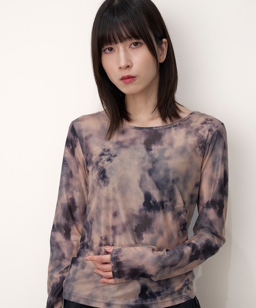 Nora Lily elle(ノラリリーエル)の「【Nora Lily】「elle」Tie dyeing sheer Top【2】(Tシャツ/カットソー・レディース・グレー系その他/ベージュ系その他/ブラック系その他・FREE)」の22枚目の写真