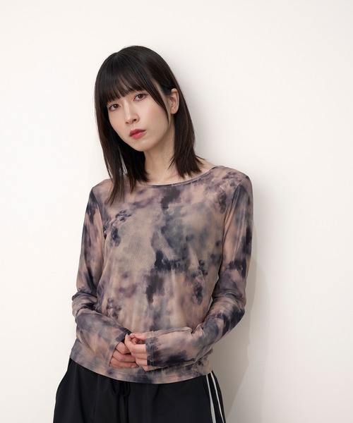 Nora Lily】「elle」Tie dyeing sheer Top【2】（Tシャツ