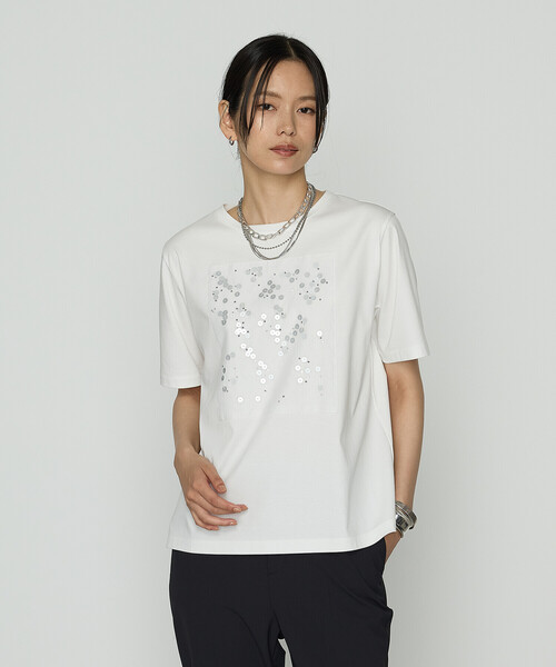 COMME CA(コムサ)の「シルキースムース Tシャツ(Tシャツ/カットソー・レディース・グレイッシュベージュ/ブラック/ホワイト・9号/11号)」の8枚目の写真