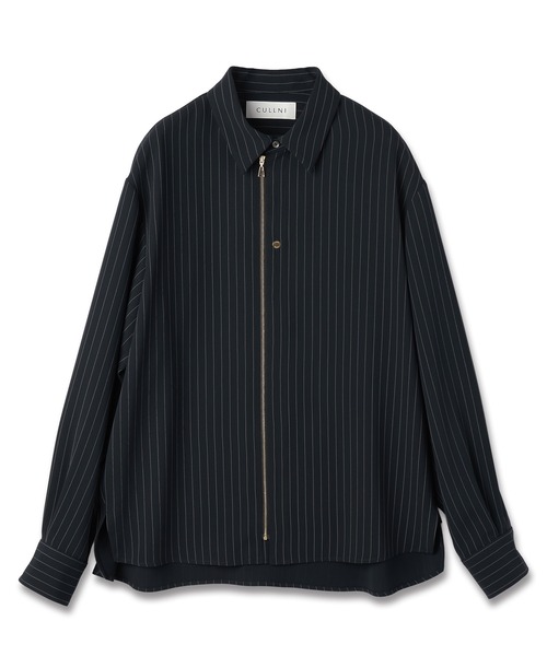 Stripe Double Cloth Zip Up Shirt（シャツ/ブラウス）｜CULLNI