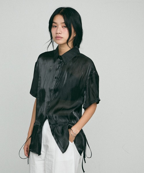 NUJOH（ヌゾ）の「Glossy Waist String Blouse / グローシー ウエスト ストリング ブラウス（シャツ/ブラウス・レディース・ホワイト/ベージュ/ブラック・FREE）」の21枚目の写真