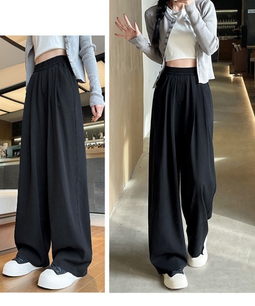 Miniministore(ミニミニストア)の「美脚デニム風ワイドパンツタック入りパンツ(デニムパンツ・レディース・ブラック/サックスブルー/アイボリー・FREE)」の10枚目の写真