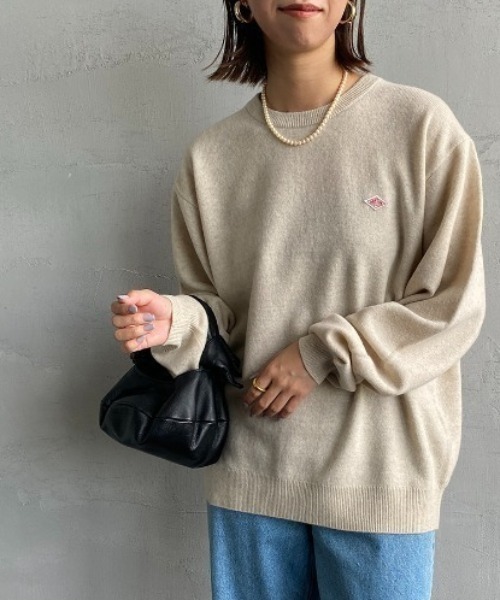 DANTON/ダントン] ワンポイントロゴ クルーネックプルオーバーニット