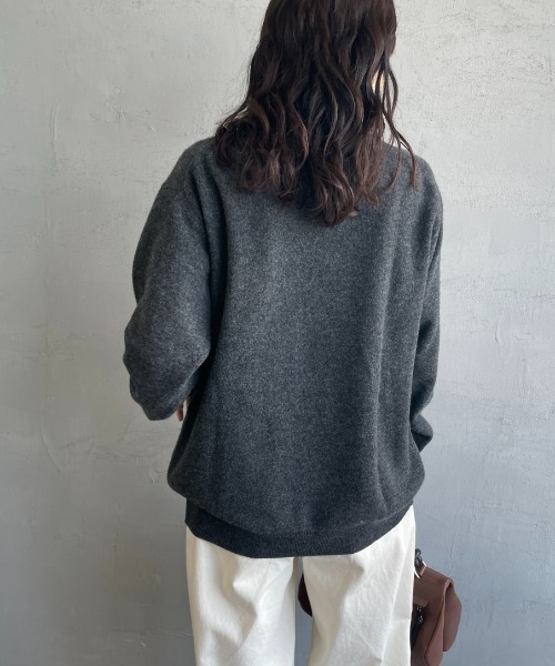 DANTON/ダントン] ワンポイントロゴ クルーネックプルオーバーニット