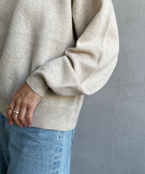 DANTON（ダントン）の「[DANTON/ダントン] ワンポイントロゴ クルーネックプルオーバーニット（ニット/セーター・レディース・オートミール/グレイッシュベージュ/ブラック/ダークグレー/ブラウン・40/42）」の14枚目の写真