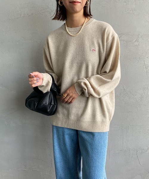 DANTON/ダントン] ワンポイントロゴ クルーネックプルオーバーニット