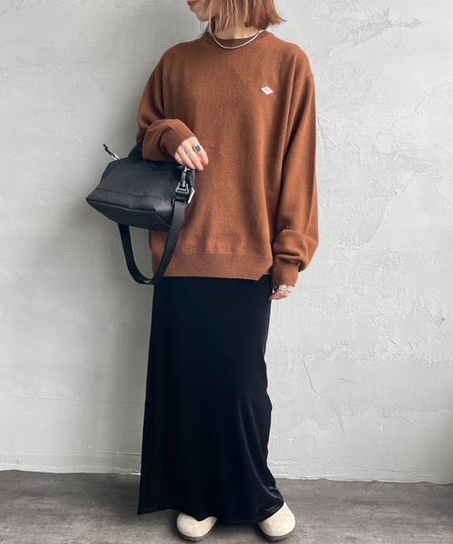 DANTON/ダントン] ワンポイントロゴ クルーネックプルオーバーニット