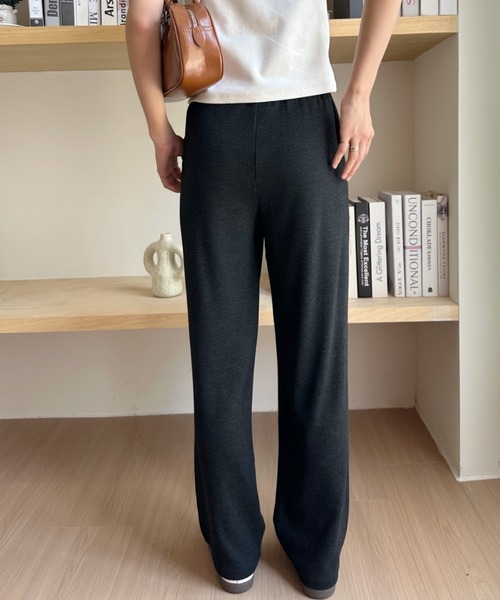 Eclat one(エクラワン)の「【Eclat one】リブ ワイドパンツ(その他パンツ・レディース・チャコール/ブラック/グレイッシュベージュ・M/L)」の6枚目の写真