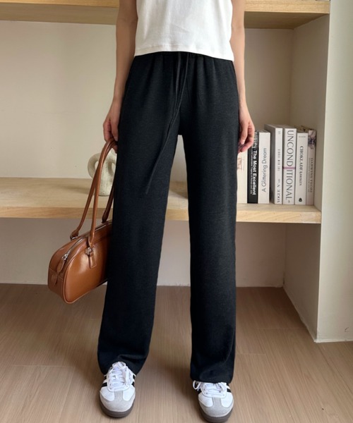 Eclat one(エクラワン)の「【Eclat one】リブ ワイドパンツ(その他パンツ・レディース・チャコール/ブラック/グレイッシュベージュ・M/L)」の4枚目の写真