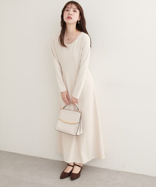 natural couture(ナチュラルクチュール)の「WEB限定/〈osono〉前後2WAYカットジョーゼットフレアワンピース(ワンピース・レディース・ブラウン/ブラック/オフホワイト・MEDIUM/LARGE)」の8枚目の写真