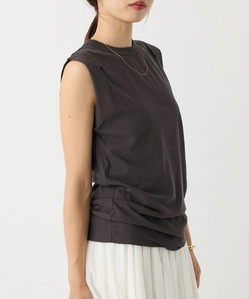 IENA（イエナ）の「《追加》ATON/エイトン FRESCA SINGLE JERSEY ノースリーブ（Tシャツ/カットソー・レディース・ベージュ/ピンク/ブラウン/ブラック系その他・FREE）」の9枚目の写真