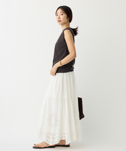 IENA（イエナ）の「《追加》ATON/エイトン FRESCA SINGLE JERSEY ノースリーブ（Tシャツ/カットソー・レディース・ベージュ/ピンク/ブラウン/ブラック系その他・FREE）」の12枚目の写真