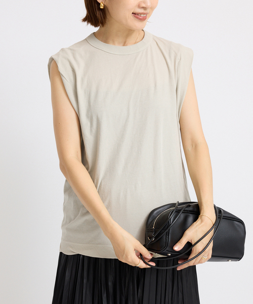 IENA（イエナ）の「《追加》ATON/エイトン FRESCA SINGLE JERSEY ノースリーブ（Tシャツ/カットソー・レディース・ベージュ/ピンク/ブラウン/ブラック系その他・FREE）」の18枚目の写真