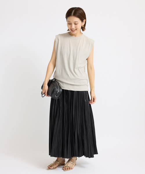 IENA（イエナ）の「《追加》ATON/エイトン FRESCA SINGLE JERSEY ノースリーブ（Tシャツ/カットソー・レディース・ベージュ/ピンク/ブラウン/ブラック系その他・FREE）」の20枚目の写真