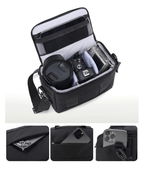 CALIFORNIA OUTFITTERS(カリフォルニア アウトフィッターズ)の「8B47 収納ポケット付 スクエアショルダー カメラバッグ(カメラ/カメラグッズ・メンズ・ブラック・ONESIZE)」の3枚目の写真
