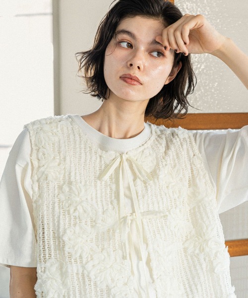 niko and...（ニコアンド）の「モチーフレーシーベスト（ベスト・レディース・ブラック/アイボリー・MEDIUM/LARGE）」の21枚目の写真