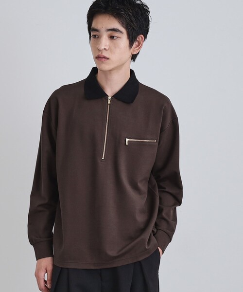 tk.TAKEO KIKUCHI(ティーケータケオキクチ)の「ポロ衿ハーフジップ(ポロシャツ・メンズ・ブラック/ホワイト/ブラウン系その他・02/03)」の3枚目の写真