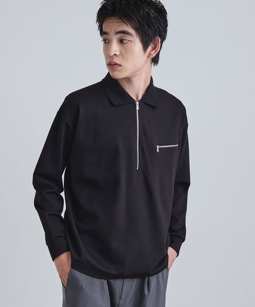 tk.TAKEO KIKUCHI(ティーケータケオキクチ)の「ポロ衿ハーフジップ(ポロシャツ・メンズ・ブラック/ホワイト/ブラウン系その他・02/03)」の2枚目の写真
