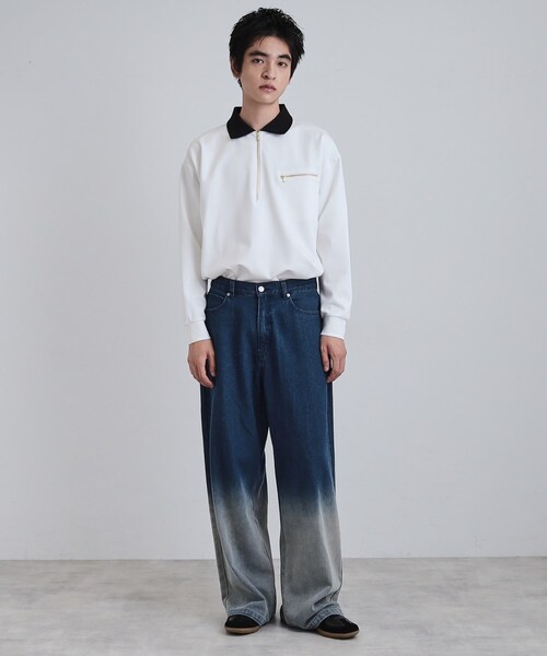 tk.TAKEO KIKUCHI(ティーケータケオキクチ)の「ポロ衿ハーフジップ(ポロシャツ・メンズ・ブラック/ホワイト/ブラウン系その他・02/03)」の11枚目の写真